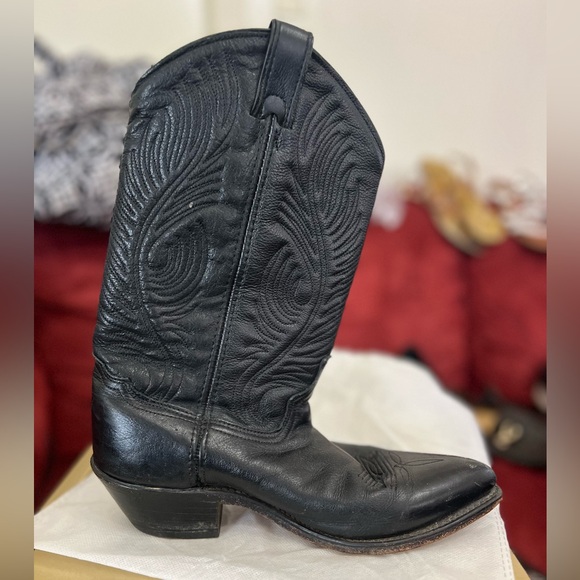 Black Leather Cowboy Boots - Picture 8 of 11